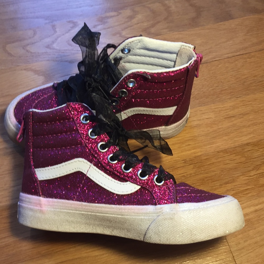 Vans Zipper Hi-Tops Pink Glitter Girls Sz 11